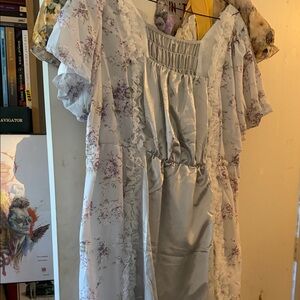 Regency Floral Maxi Dress with Ruffle Trim - Lavender Floral